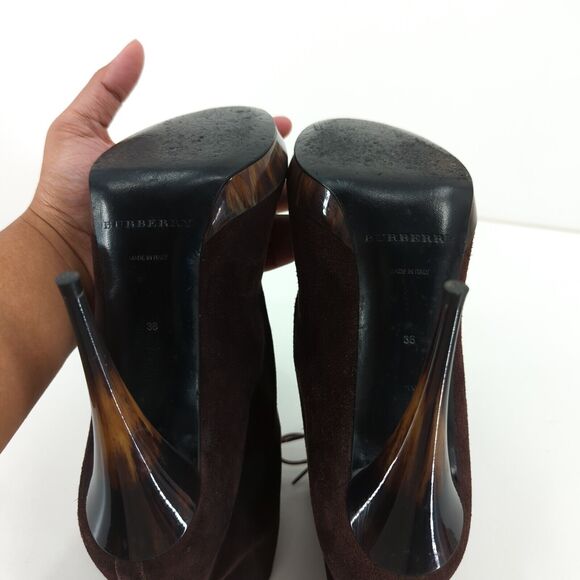 Burberry Women 36 US 6 Prorsum Tanfield 110 Ankle Boots Booties Brown Suede - Picture 11 of 14